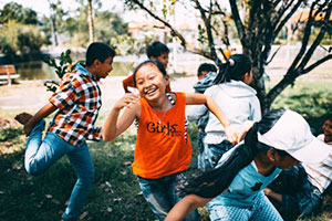 children running and playing