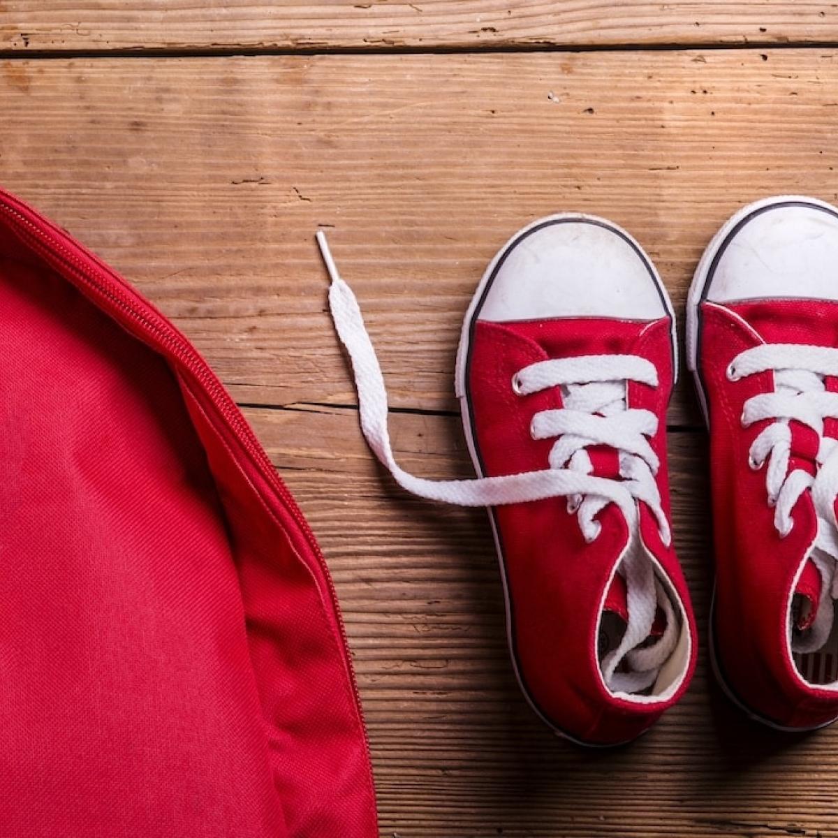 image of child's red shoes